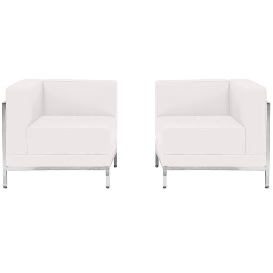 White Leather Corner Chair,2PC ZB-IMAG-SET10-WH-GG