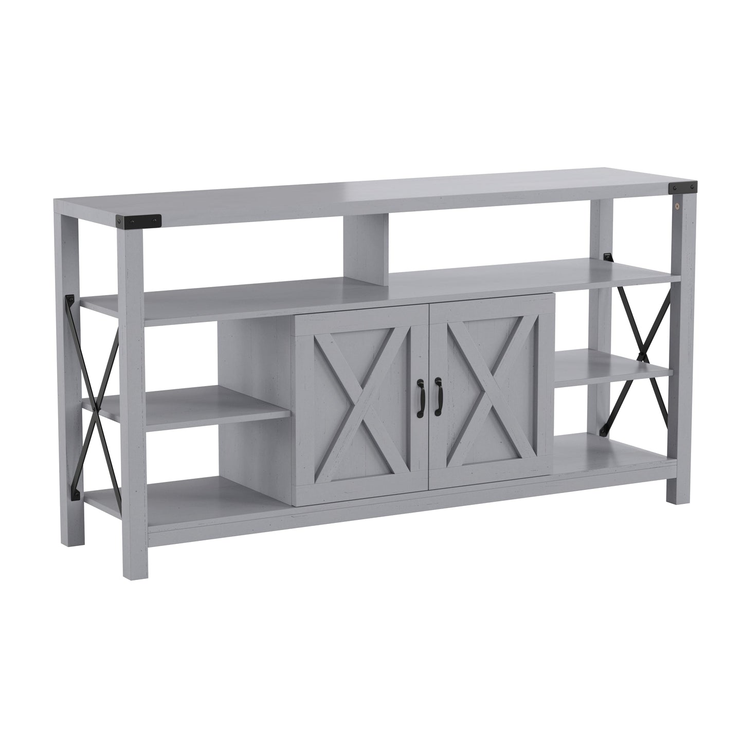 60" Coastal Gray and White/Rustic TV Stand ZG-025