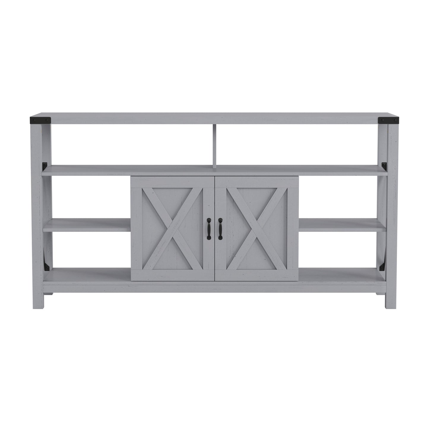 60" Coastal Gray and White/Rustic TV Stand ZG-025