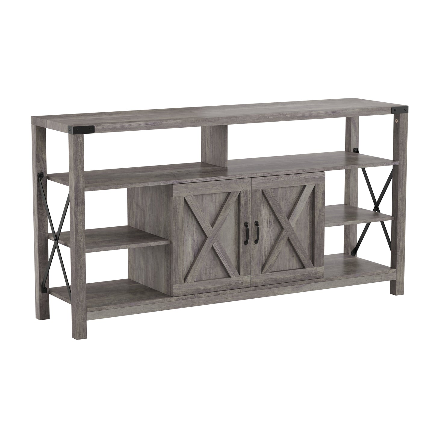 60" Coastal Gray and White/Rustic TV Stand ZG-025