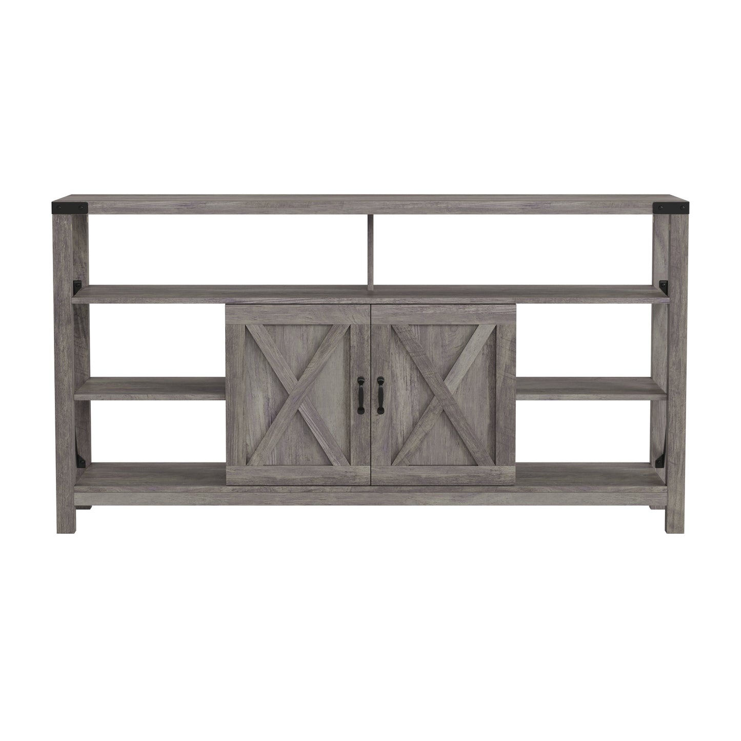 60" Coastal Gray and White/Rustic TV Stand ZG-025