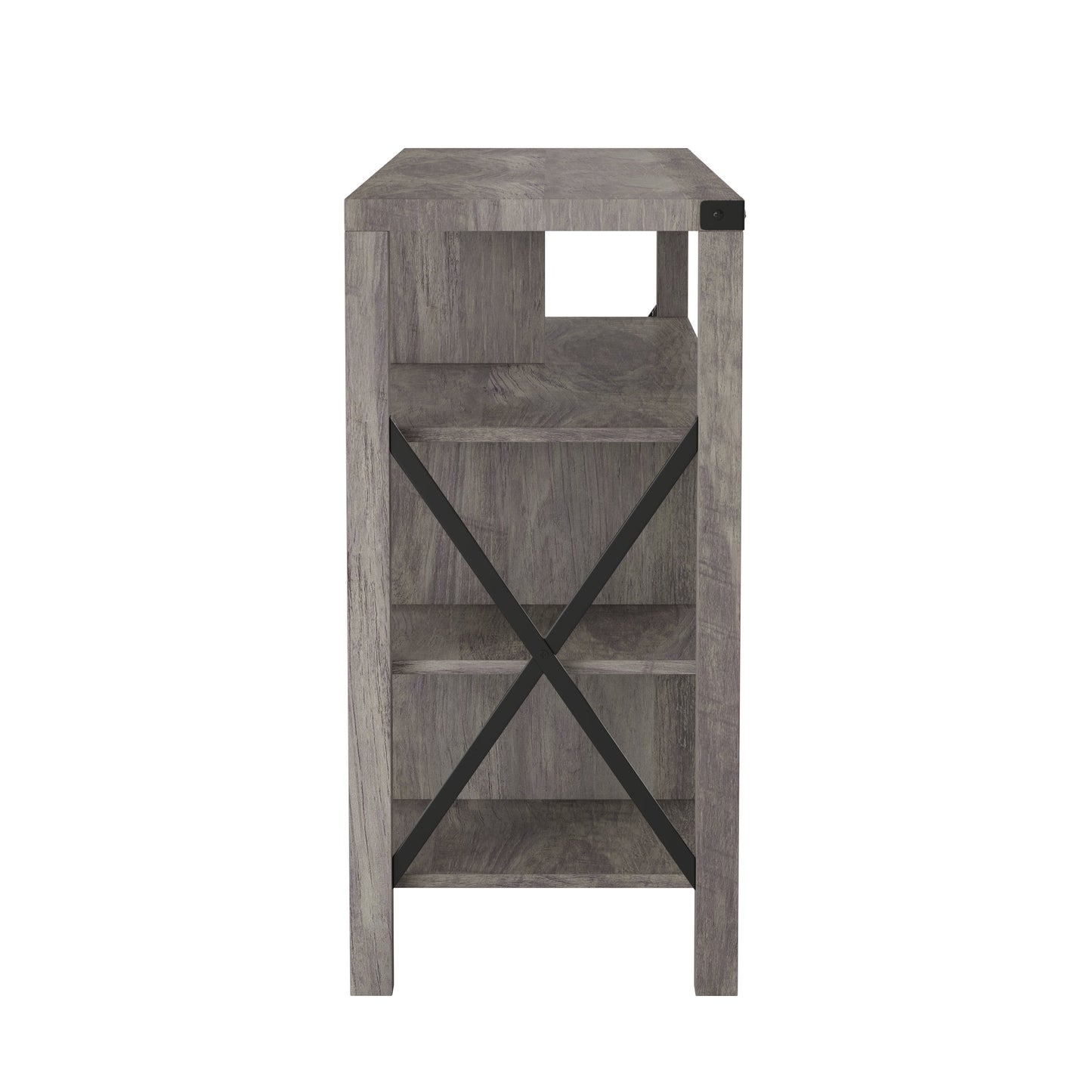 60" Coastal Gray and White/Rustic TV Stand ZG-025