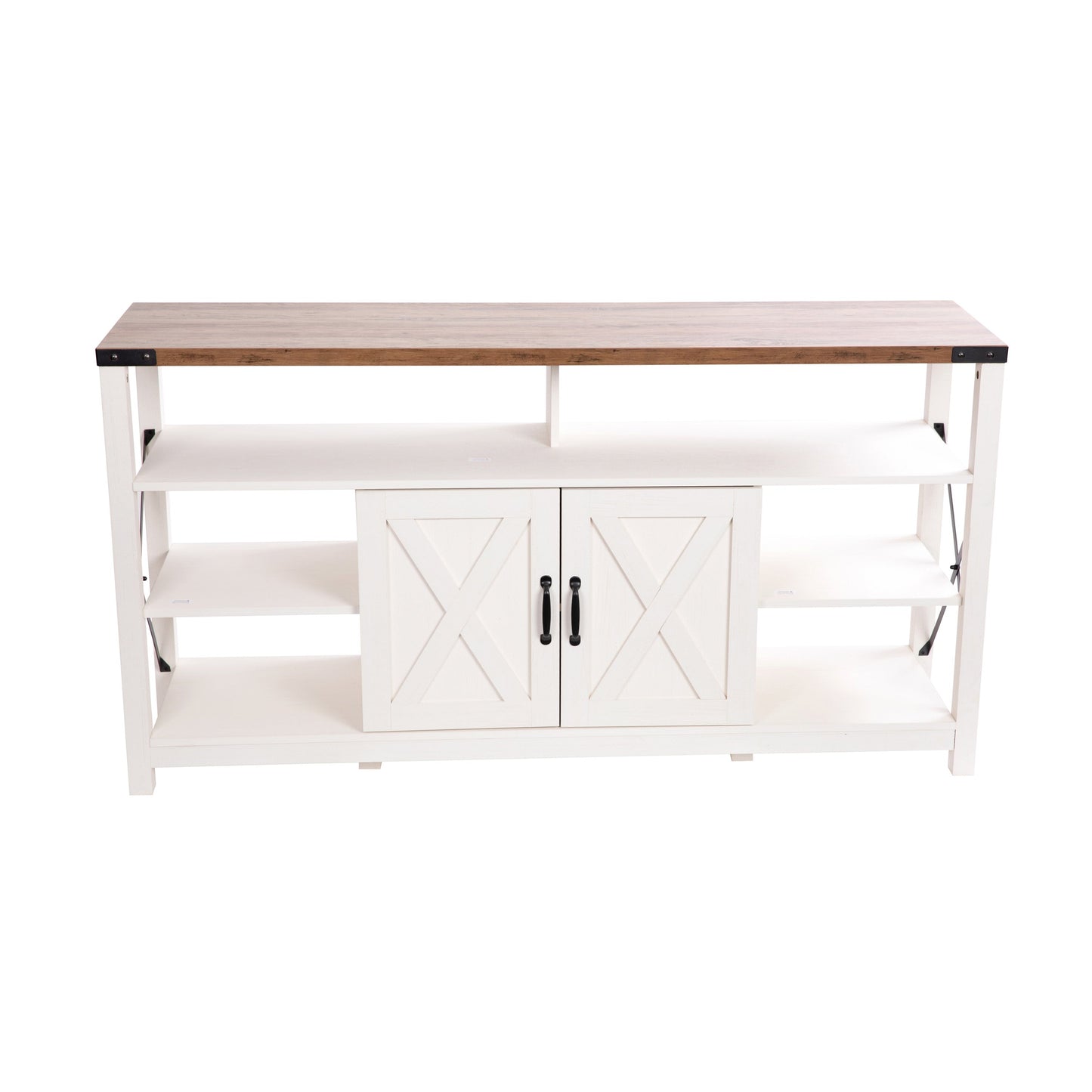 60" Coastal Gray and White/Rustic TV Stand ZG-025