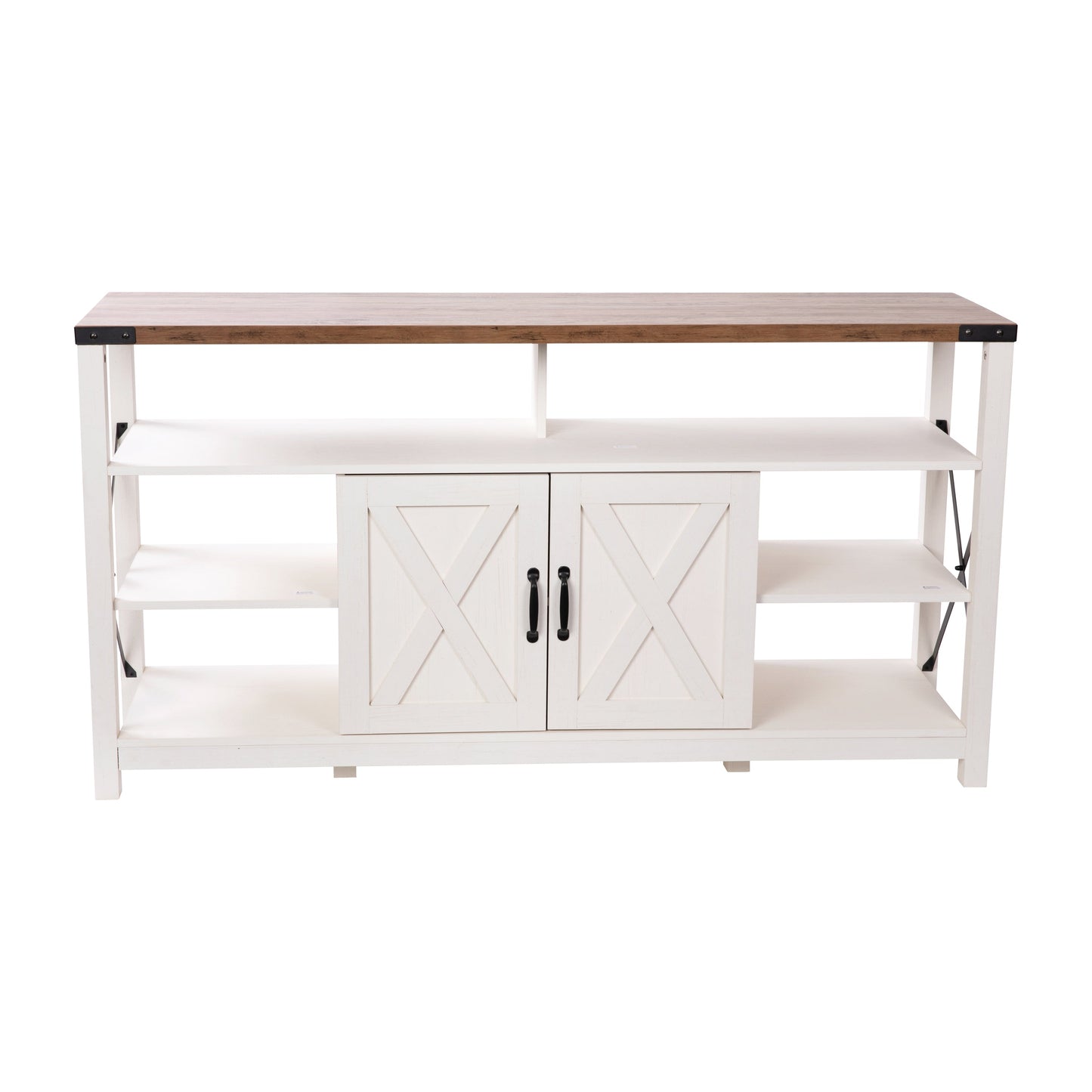 60" Coastal Gray and White/Rustic TV Stand ZG-025