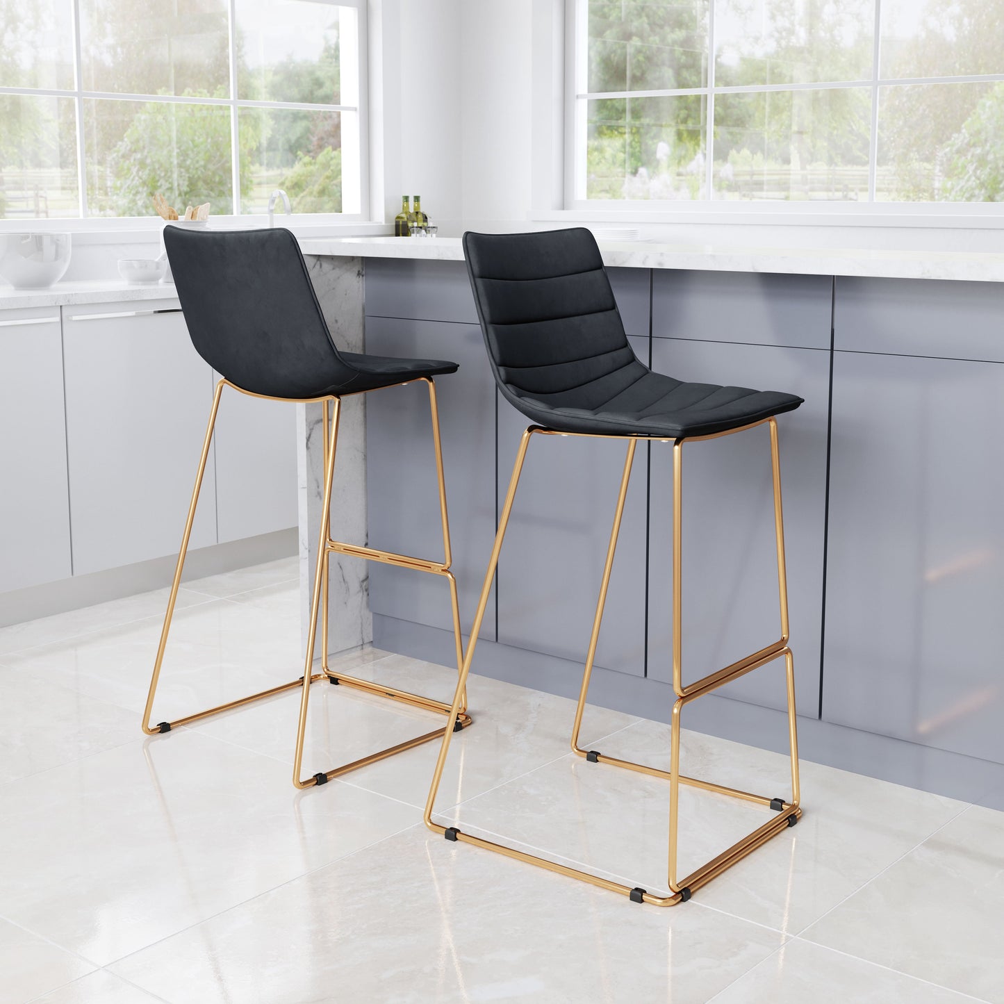 Adele Barstool (Set of 2) Black & Gold