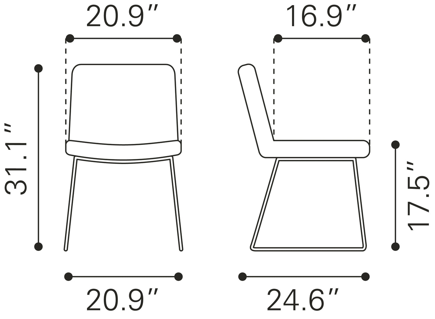 Joy Dining Chair (Set of 2) Yellow